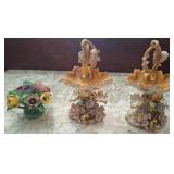 Porcelain Flower Basket Trio, 7in