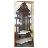 Wooden Hall Mirror With Marble Shelves