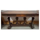 Carved Wood Console Table with Ornate Base