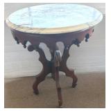 Round Marble-Top Wood Accent Table, 22x29