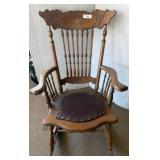 Oak Rocking Chair with Spindle Backrest