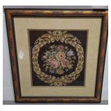 Framed Floral Needlepoint, 21x22 Inches