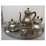 Holland Pewter Tea Set with Tray