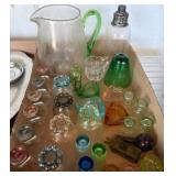 Colored Glass Items and Pitcher
