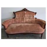 Victorian-Style Settee with Pink Upholstery, 64"