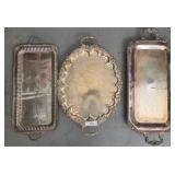 Three Silver-Plated Footed Serving Trays