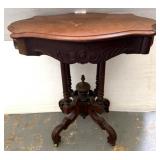 Ornately-Carved Wooden Parlor Table