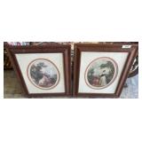 Framed Oval Art Prints, 20x25 cm Each