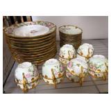 AK France Gilded Rose Porcelain Tea Set