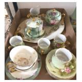 Hand-Painted China Tea Set with Floral Motifs