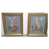 Framed Angel-Themed Needlepoint Pieces