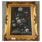 Floral Still Life Artwork in Ornate Gold Frame