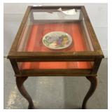 Glass-Top Display Table With Decorative Plate