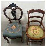 Two Needlepoint Upholstered Side Chairs