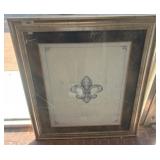 Framed Artwork with Fleur-de-Lis Design