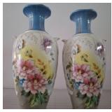 14in Porcelain Vases With Floral Design