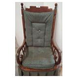 Wood Rocking Chair with Upholstered Cushion