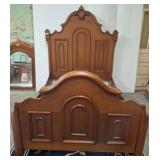 Wooden Full-Size Bed Frame With Ornate Carvings