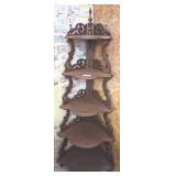 Mahogany Corner Shelf, Five Tiers, 24x66