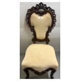 Carved Wood Chair with Upholstered Seat