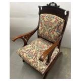 Wooden Rocking Chair with Floral Upholstery