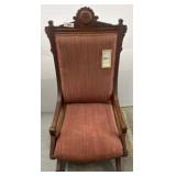 Carved Mahogany Rocking Chair with Upholstery