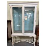White Painted Glass Display Cabinet With Shelves