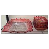 Ombre Red Glass Bowls, 7 Pieces