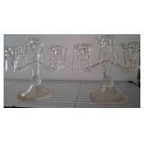Clear Glass 3-Light Candelabra, 10in