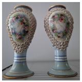 Porcelain Vases with Floral Motif and Gilding