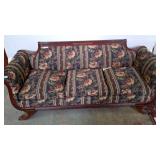 Mahogany Sofa with Floral Upholstery, 80in