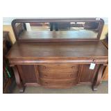 Wooden Sideboard with Mirror and Storage