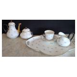 Porcelain Tea Set with Pink Rose Pattern