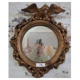Round Gilded Mirror with Eagle Motif, 16x20
