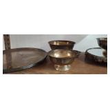 Silver-Plated Bowls, Tray, and Mirror Stand