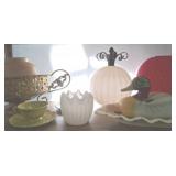 Decorative Items Including Duck Figurine and Dishe