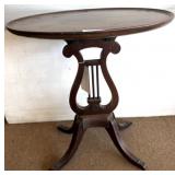 Lyre-Base Mahogany Accent Table