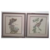 Framed Needlepoint Artwork with Butterfly & Bird