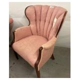 Mauve Upholstered Accent Chair with Wood Frame