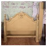 Carved Wooden Headboard and Footboard, 66-Inch
