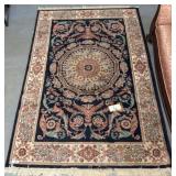 Blue and Beige Floral Area Rug