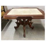 Wood Cocktail Table with Marble Inset Top