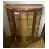 Wood and Glass Curio Cabinet with Inlay Design