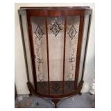 Mahogany Corner Curio Cabinet with Etched Glass