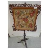 Decorative Wood-Framed Needlepoint Firescreen