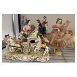 Decorative Porcelain Figurines and Carriage Set