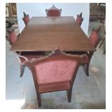 Mahogany Dropleaf Table With Six Upholstered Chair