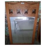 Oak Wood Rectangular Mirror with Grid Design