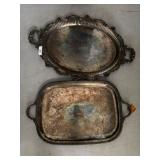 Two Ornate Silver-Plated Serving Trays
