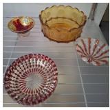 Four Decorative Glass Bowls